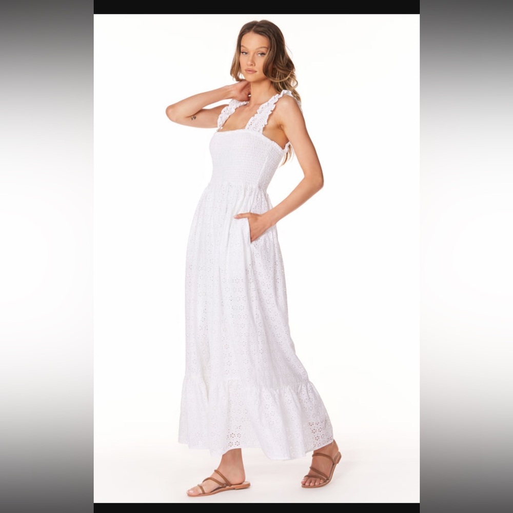 Bobi Los Angeles White Eyelet Maxi Dress size large